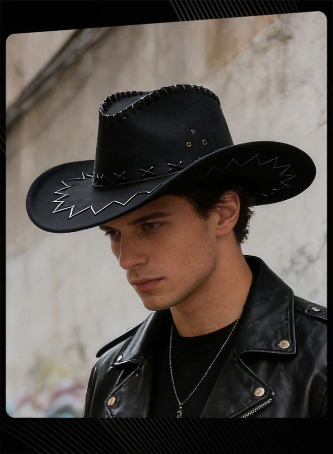Bluelans Classic Wide Brim Sun Protection Western Cowboy Style Hat for Men Women Outdoor Travel Camping - Image 1